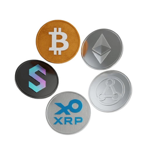 Abstract coins representing trade direct